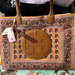 Tory Burch New Floral Brown Tote Bag